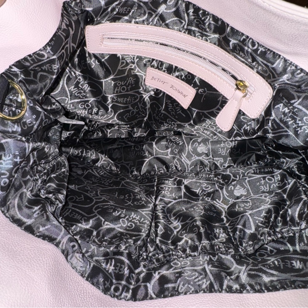 Betsey Johnson Diaper Baby Bag Pink Black Roses Like New - Picture 4 of 5
